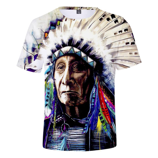 Native American T Shirt, Pullover Chieft 3D All Over Printed T Shirt, Native American Graphic Tee For Men Women