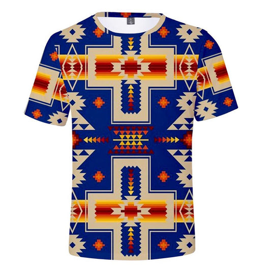 Native American T Shirt, Purple Native Tribes Pattern 3D All Over Printed T Shirt, Native American Graphic Tee For Men Women