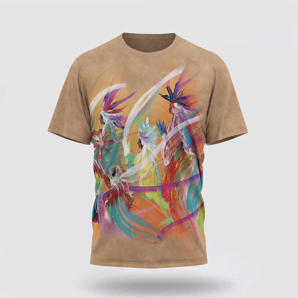 Native American T Shirt, Rainbow Dance Native American 3D All Over Printed T Shirt, Native American Graphic Tee For Men Women