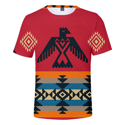 Native American T Shirt, Red Thunderbird Color Native American 3D All Over Printed T Shirt, Native American Graphic Tee For Men Women