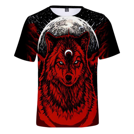 Native American T Shirt, Red Wolf Moon Native American 3D All Over Printed T Shirt, Native American Graphic Tee For Men Women