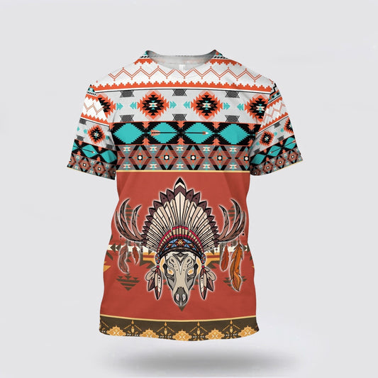 Native American T Shirt, Retro Tribal Style Native American 3D All Over Printed T Shirt, Native American Graphic Tee For Men Women