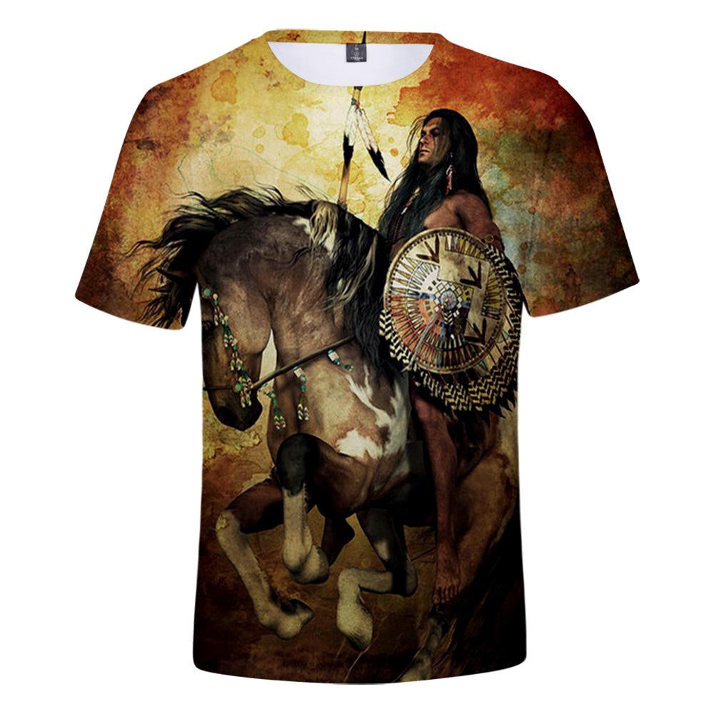 Native American T Shirt, Riding Horse Native American 3D All Over Printed T Shirt, Native American Graphic Tee For Men Women