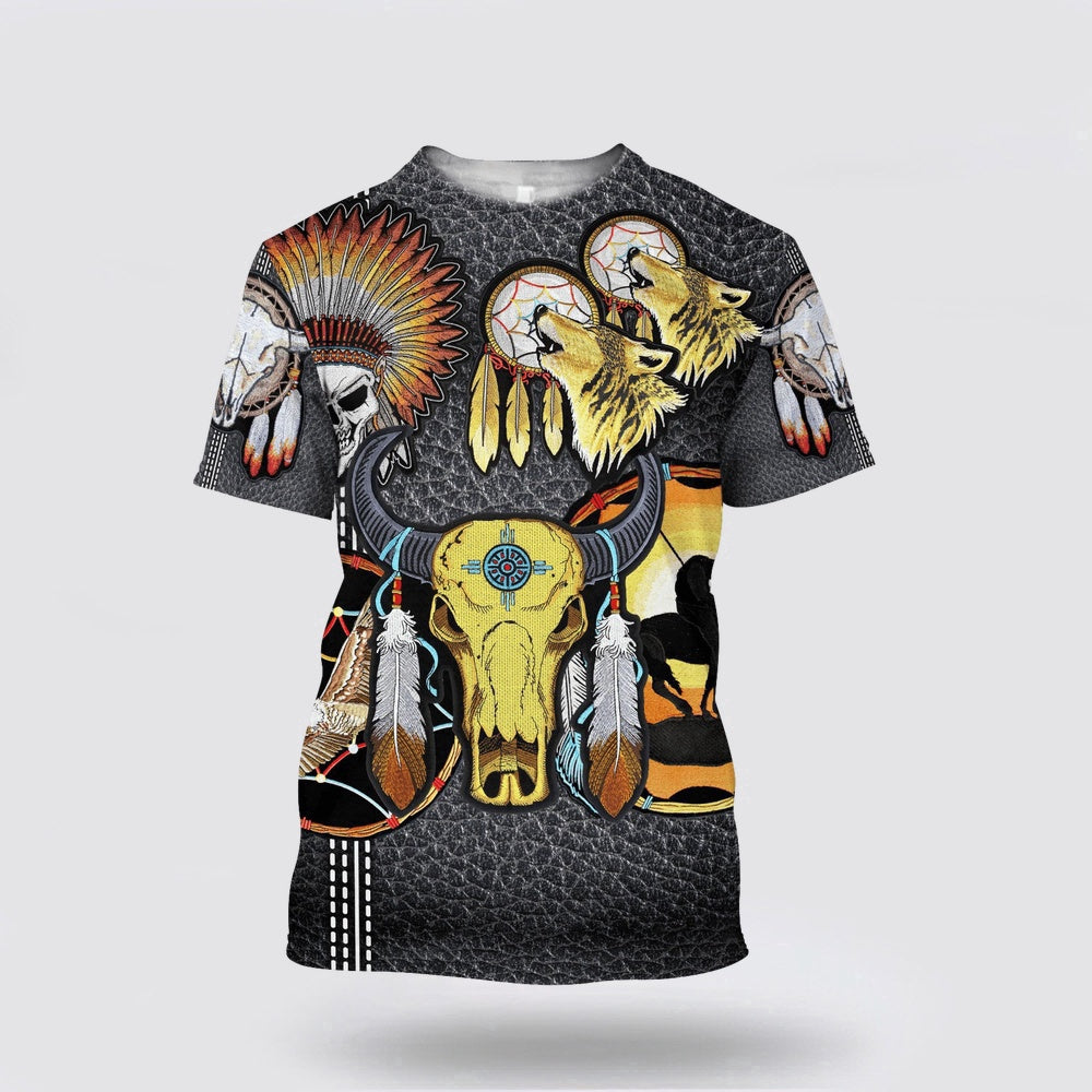 Native American T Shirt, Sacrificial Night Native American 3D All Over Printed T Shirt, Native American Graphic Tee For Men Women