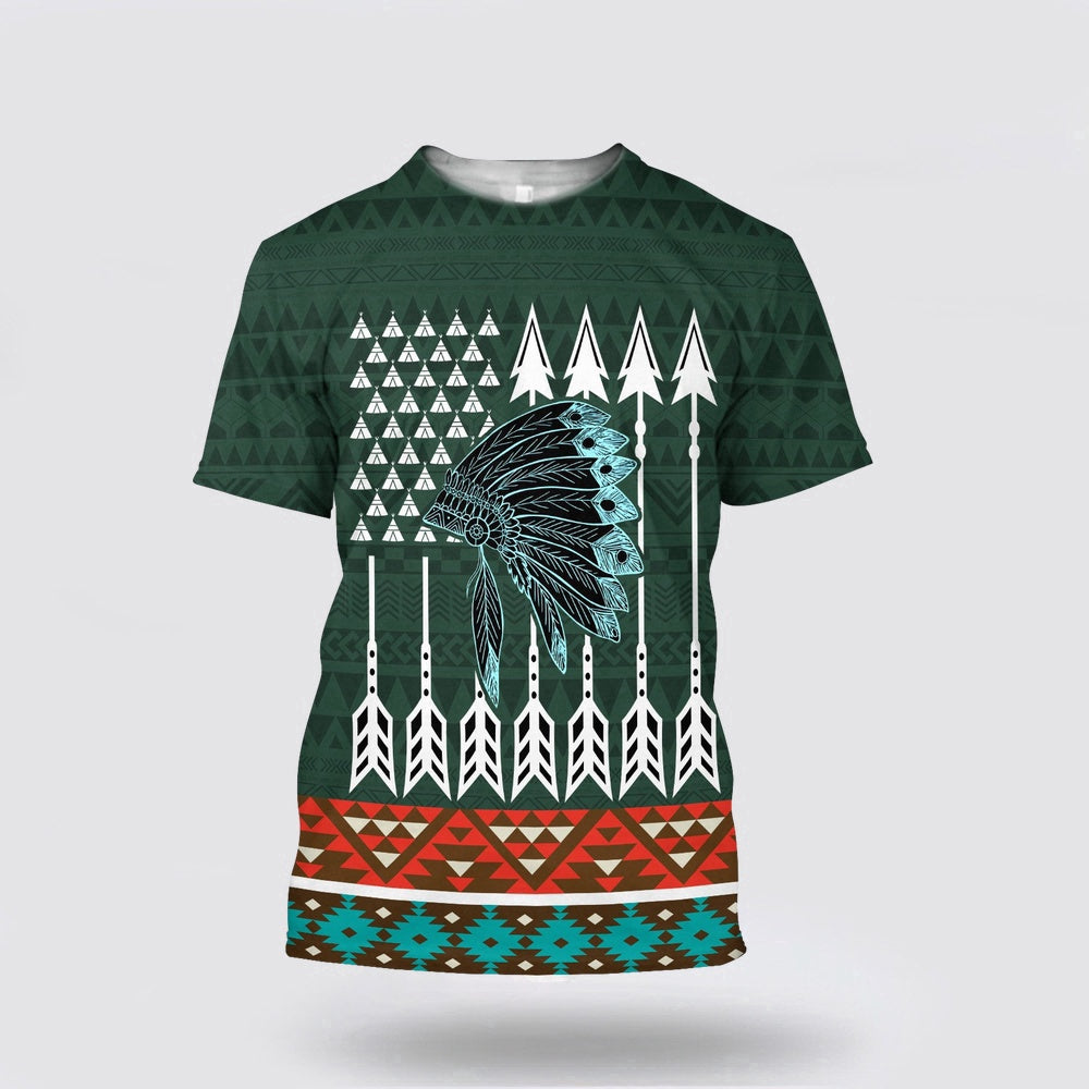 Native American T Shirt, Show Determination Native American 3D All Over Printed T Shirt, Native American Graphic Tee For Men Women