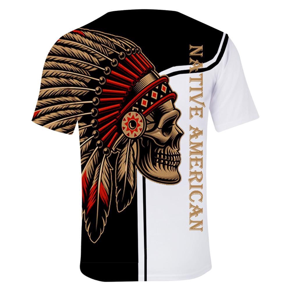 Native American T Shirt, Skull Native American 3D All Over Printed T Shirt, Native American Graphic Tee For Men Women