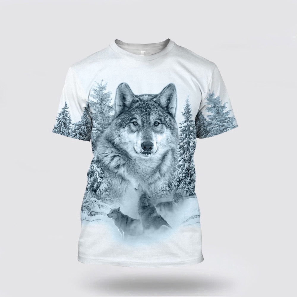 Native American T Shirt, Snow Wolves Native American 3D Over Printed T Shirt, Native American Graphic Tee For Men Women