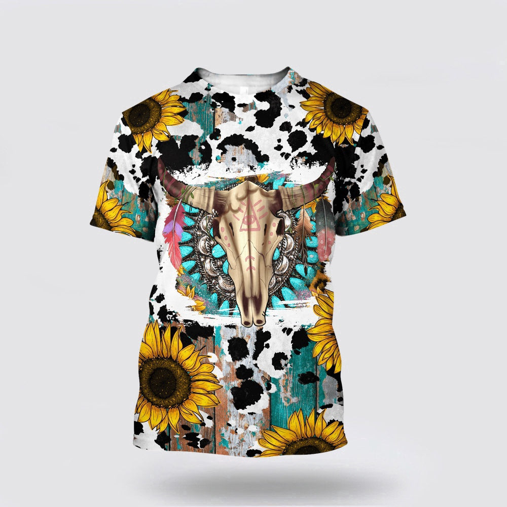Native American T Shirt, Sunflower Native American 3D All Over Printed T Shirt, Native American Graphic Tee For Men Women