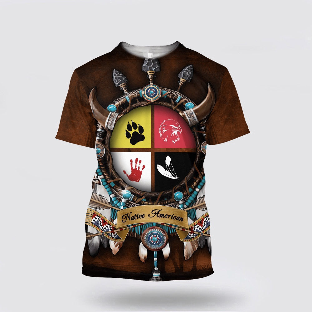 Native American T Shirt, Vestigial Native American 3D All Over Printed T Shirt, Native American Graphic Tee For Men Women