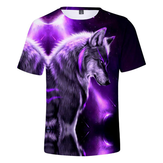 Native American T Shirt, Wolf Purple Native American Art 3D All Over Printed T Shirt, Native American Graphic Tee For Men Women