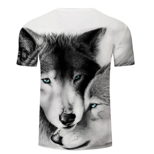 Native American T Shirt, Wolves Couple Black And White 3D Native American T Shirt, Native American Graphic Tee For Men Women