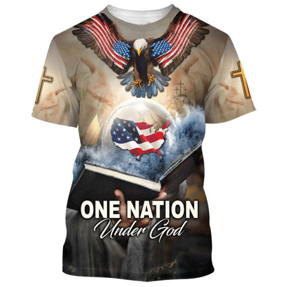 One Nation Under God 1 All Over Print 3D T Shirt, Christian 3D T Shirt, Christian Gift, Christian T Shirt