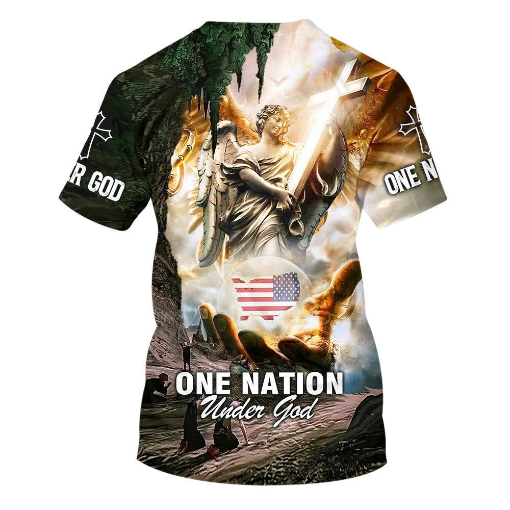 One Nation Under God Eagle All Over Print 3D T Shirt, Christian 3D T Shirt, Christian Gift, Christian T Shirt