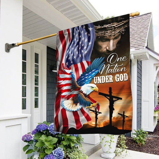 One Nation Under God, Jesus Christian American Eagle Flag, Christian Flag, Religious Flag, Christian Outdoor Decor