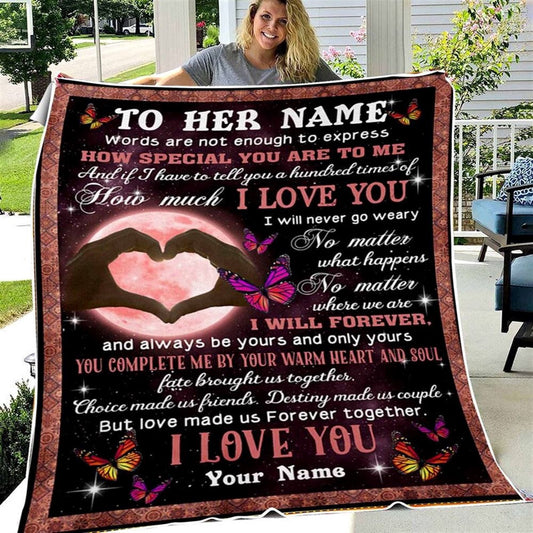 Personalized Full Pink Moon Blanket, Love Letter Blanket From husband To Wife On Valentine Wedding Anniversary, Valentine Blanket