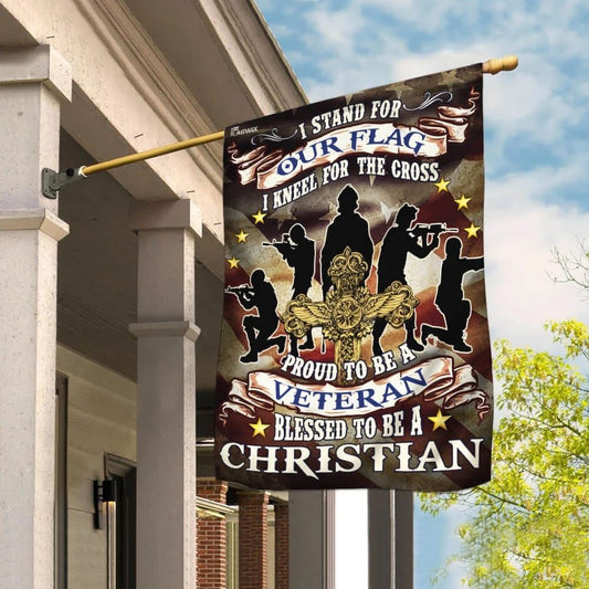 Proud To Be A Veteran. Blessed To Be A Christian House Flag, Outdoor Religious Flags, Christian Flag, Religious Flag, Christian Outdoor Decor