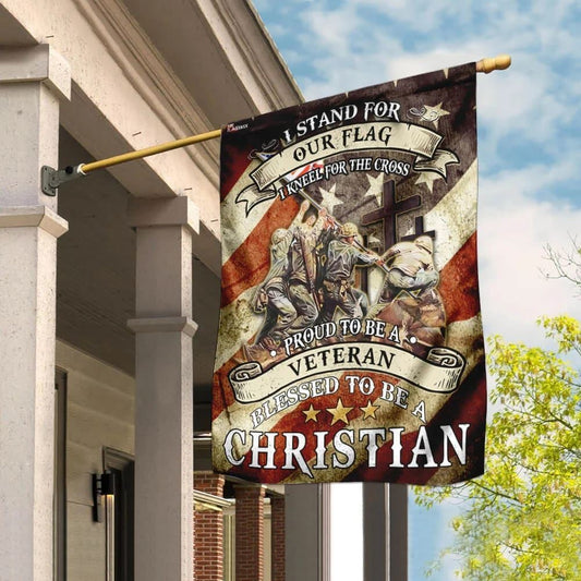 Proud To Be A Veteran Blessed To Be A Christian House Flag, Outdoor Religious Flags, Christian Flag, Religious Flag, Christian Outdoor Decor