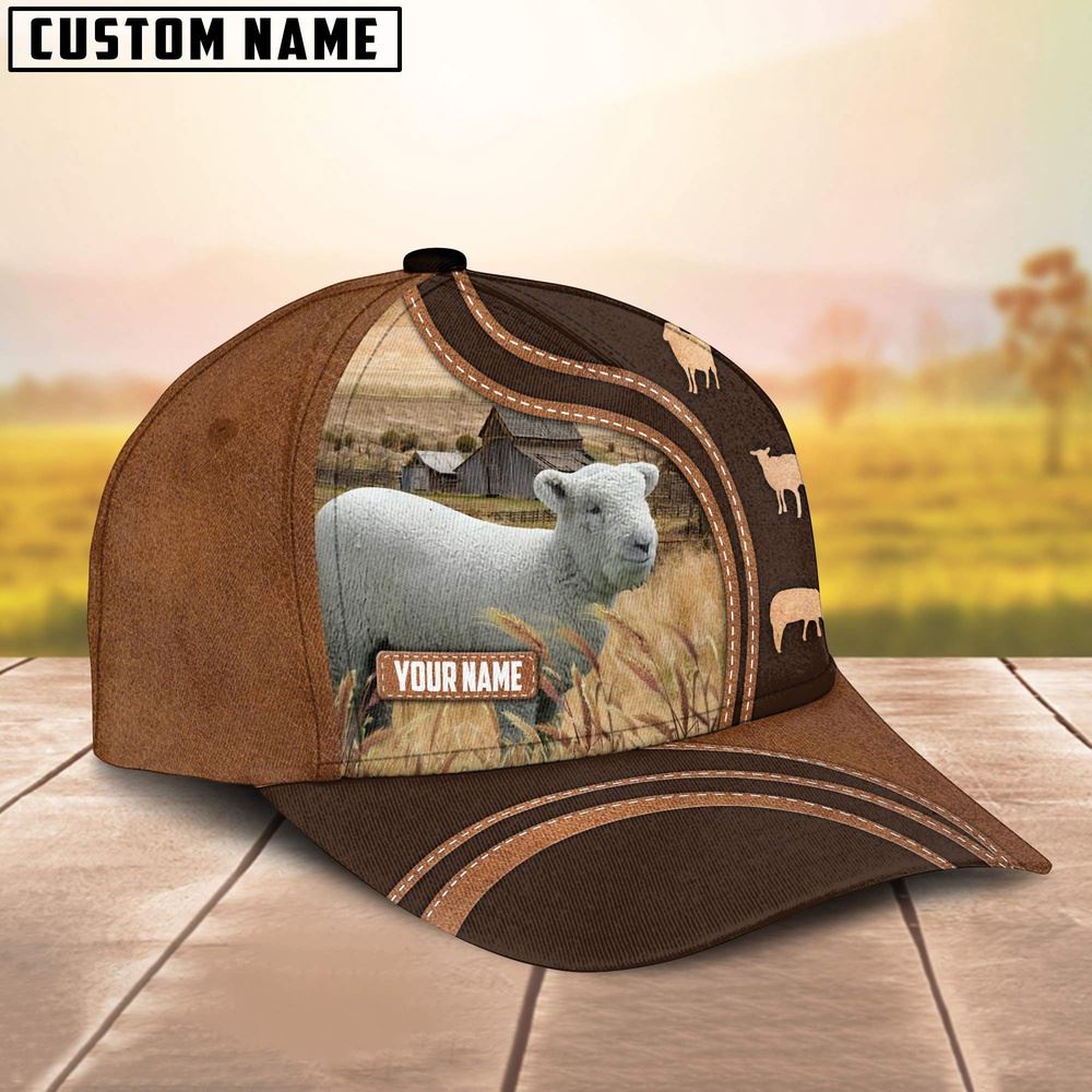 Southdown Sheep Customized Name Brown Cap, Farm Cap, Farmer Baseball Cap, Cow Cap, Cow Gift, Farm Animal Hat