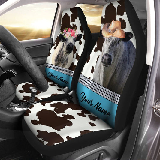 Speckle Park Pattern Customized Name Dairy Cow Car Seat Cover, Farm Car Seat Cover, Cow Print Seat Covers For Trucks