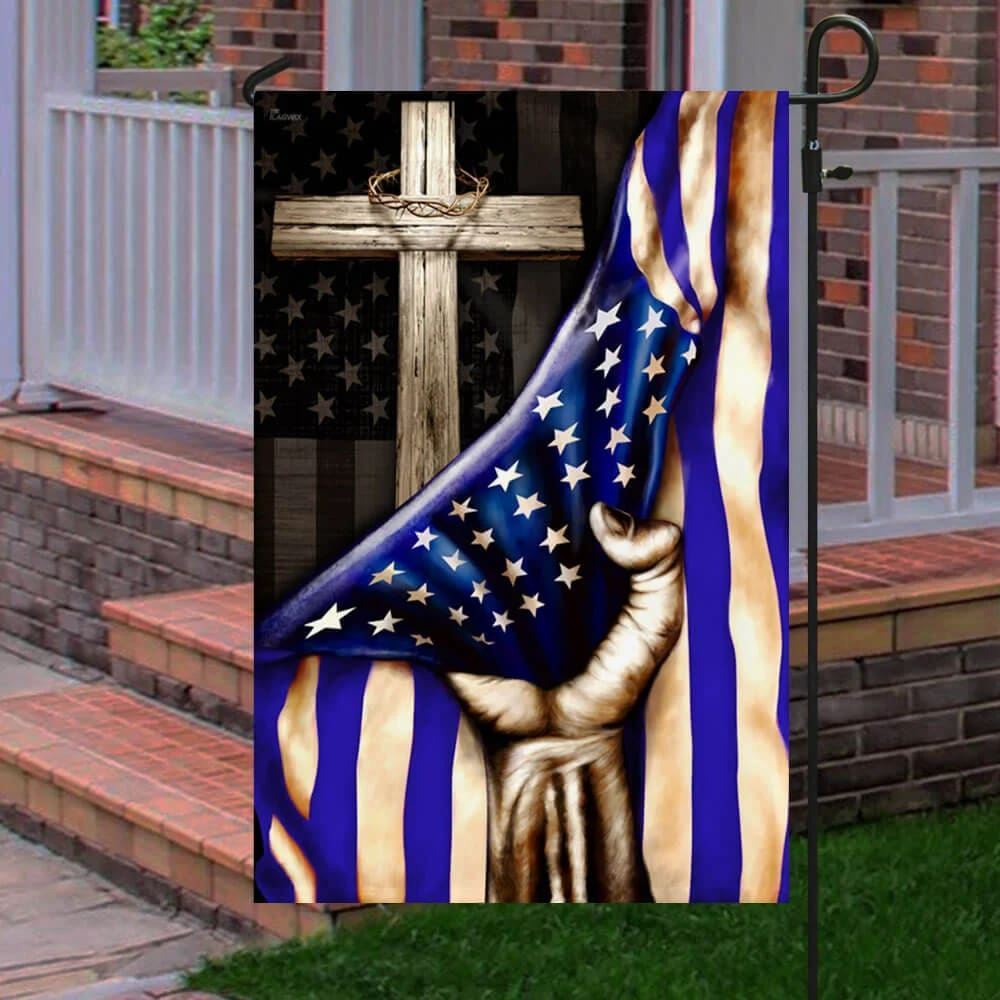 The Thin Blue Line Christian Cross American U S House Flags, Christian Flag, Religious Flag, Christian Outdoor Decor