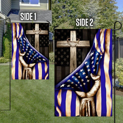 The Thin Blue Line Christian Cross American U S House Flags, Christian Flag, Religious Flag, Christian Outdoor Decor