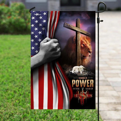 There Is Power In The Name Of Jesus House Flags, Christian Flag, Religious Flag, Christian Outdoor Decor