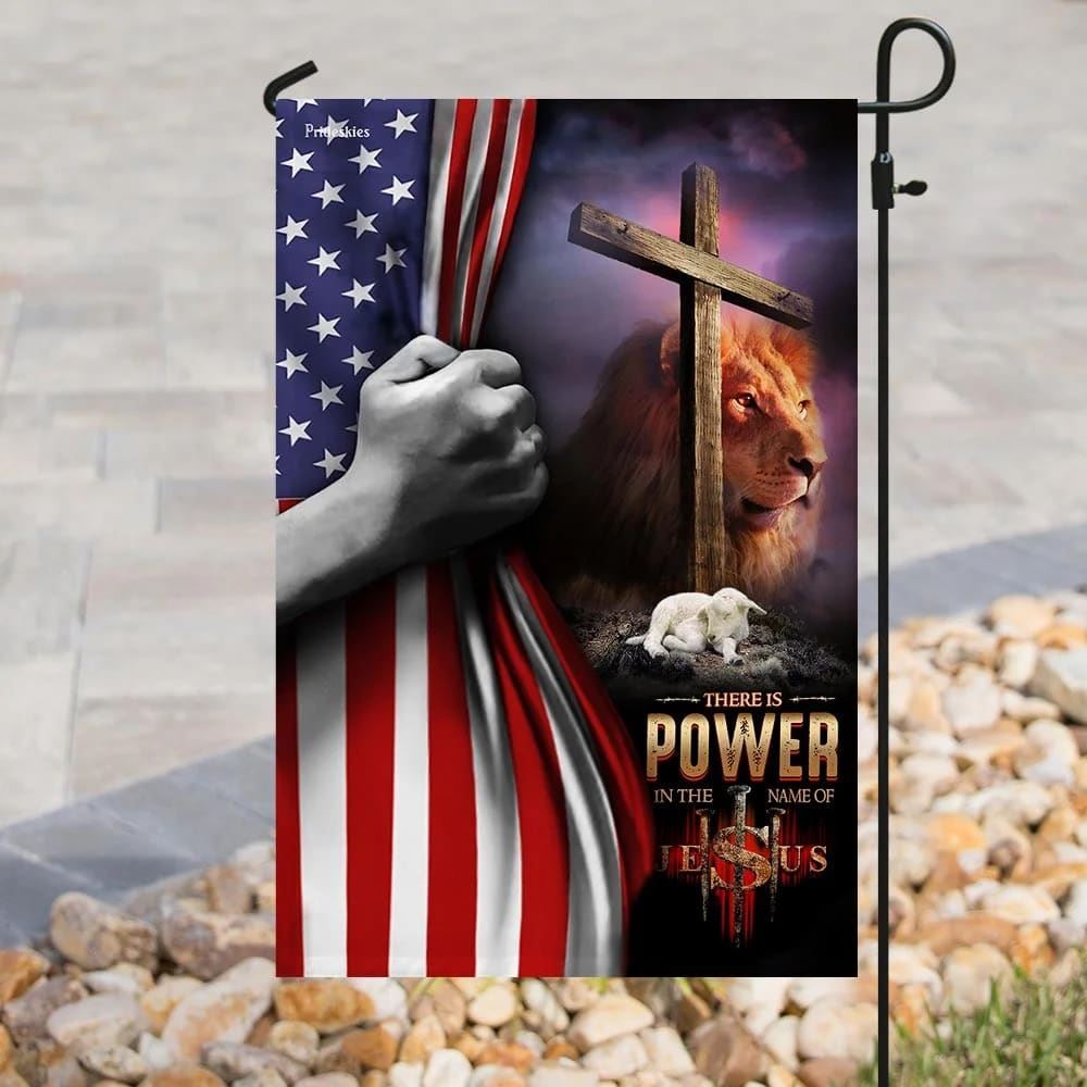 There Is Power In The Name Of Jesus House Flags, Christian Flag, Religious Flag, Christian Outdoor Decor