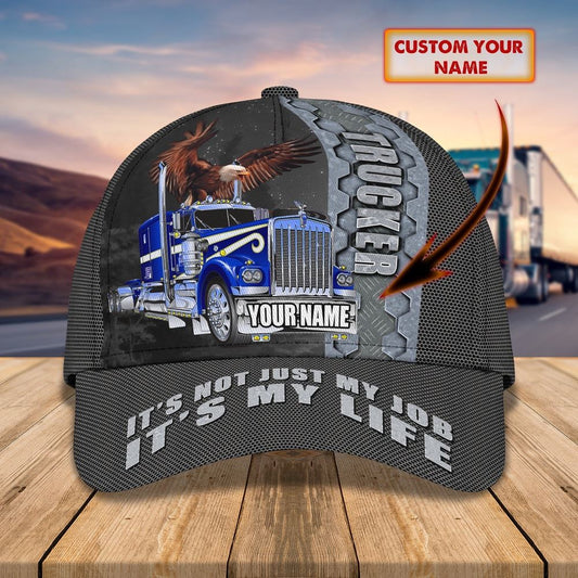Trucker Eagle Blue Customized Name 3D Cap, Farm Cap, Farmer Baseball Cap, Cow Cap, Cow Gift, Farm Animal Hat