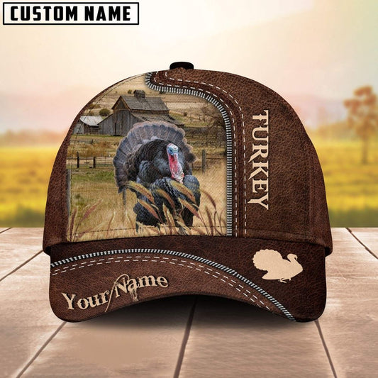 Turkey Customized Name Leather Pattern Cap, Farm Cap, Farmer Baseball Cap, Cow Cap, Cow Gift, Farm Animal Hat