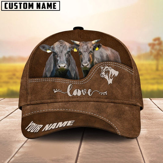 Wagyu Love Leather Pattern Customized Name Cap, Farm Cap, Farmer Baseball Cap, Cow Cap, Cow Gift, Farm Animal Hat