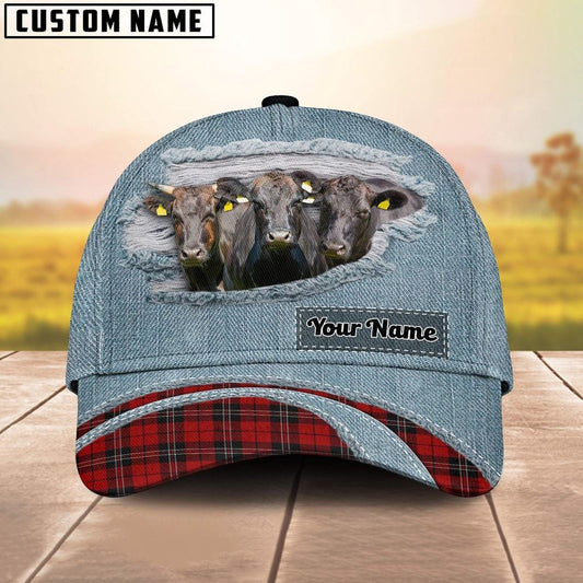 Wagyu Red Caro And Jeans Pattern Customized Name Cap, Farm Cap, Farmer Baseball Cap, Cow Cap, Cow Gift, Farm Animal Hat