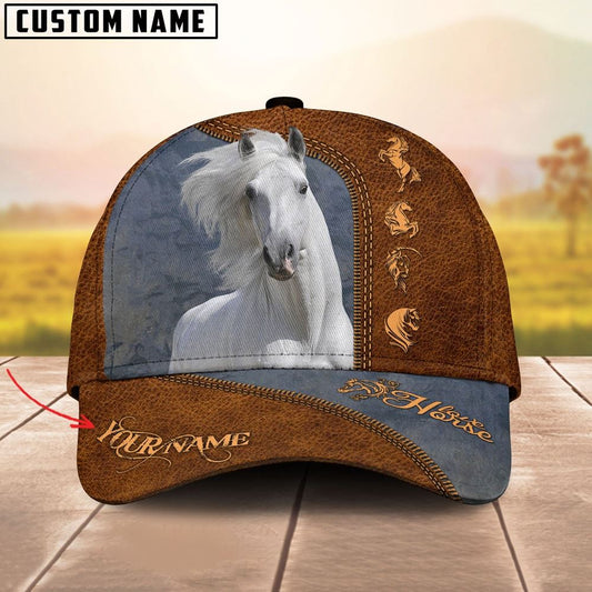 White Horse Lovers Customized Name Cap, Farm Cap, Farmer Baseball Cap, Cow Cap, Cow Gift, Farm Animal Hat