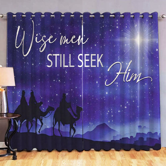 Wise Men Still Seek Him Christmas Premium Window Curtain - Christian Decorative Curtains For Living Room