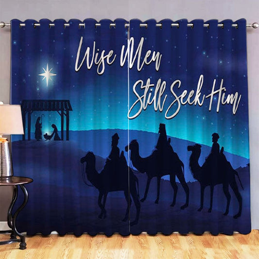 Wise Men Still Seek Him Premium Window Curtain - Christian Christmas Premium Window Curtain - Christian Decorative Curtains For Living Room