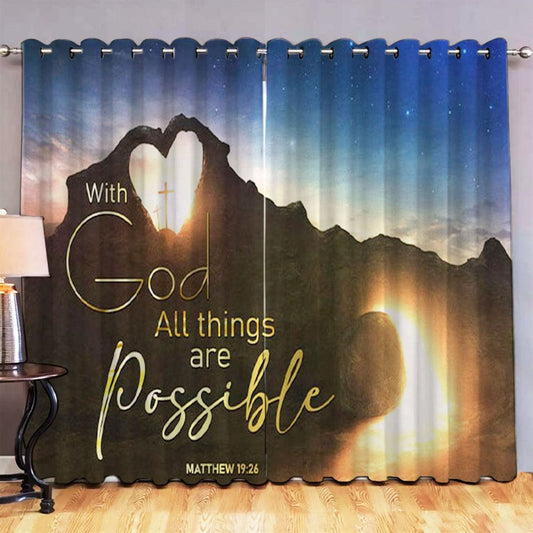 With God All Things Are Possible Premium Window Curtain - Christian Easter Gifts - Christian Decorative Curtains For Living Room