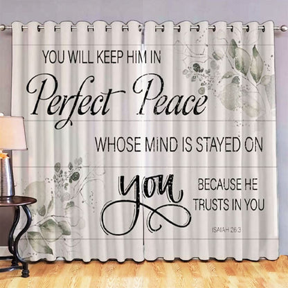 You Will Keep Him In Perfect Peace Isaiah 263 Nkjv Premium Window Curtain Print - Christian Decorative Curtains For Living Room