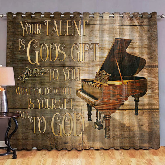 Your Talent Is Gods Gift Piano Premium Window Curtain, Bible Verse Premium Window Curtain, Christian Home Decor