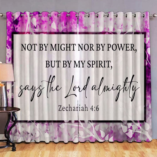 Zechariah 46 Not By Might Nor By Power But By My Spirit 1 Premium Window Curtain, Christian Premium Window Curtain, Scripture Window Curtain Prints