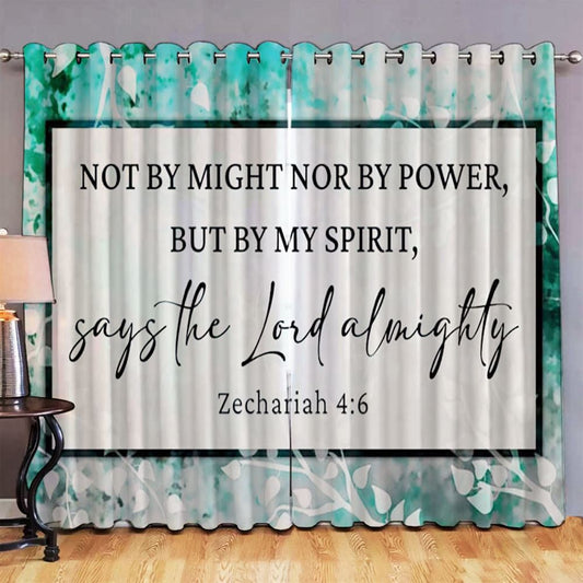Zechariah 46 Not By Might Nor By Power But By My Spirit Premium Window Curtain, Christian Premium Window Curtain, Scripture Window Curtain Prints
