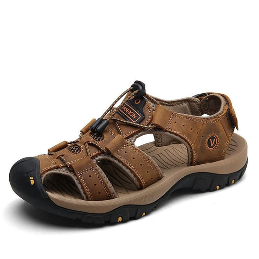Orthopedic Sandals For Men, Men's High-Altitude Ortho Heel Strap Sandals Espresso, Toe Covered Sandals For Mens