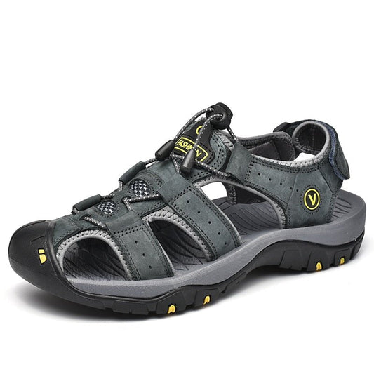 Orthopedic Sandals For Men, Men's High-Altitude Ortho Heel Strap Sandals Gray, Toe Covered Sandals For Mens