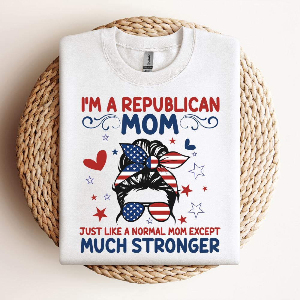 Messy Bun I'M A Republican Mom Sweatshirt, Mother's Day Sweatshirt, Mama Sweatshirt, Mother Gift