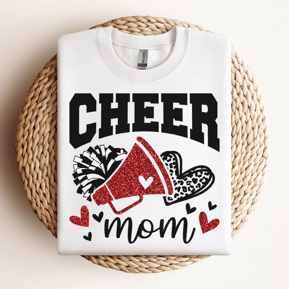 Cheer Mom Red Megaphone Sweatshirt, Mother's Day Sweatshirt, Mama Sweatshirt, Mother Gift