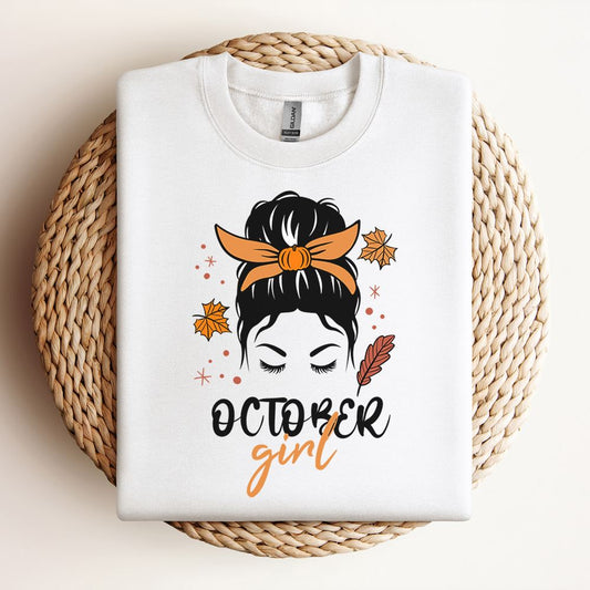 October Girl Messy Bun Sweatshirt, Mother's Day Sweatshirt, Mama Sweatshirt, Mother Gift