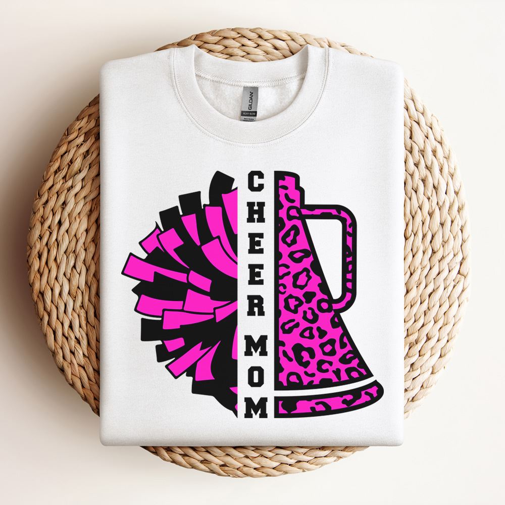 Cheerleader Megaphone Pom Pom Sweatshirt, Mother's Day Sweatshirt, Mama Sweatshirt, Mother Gift