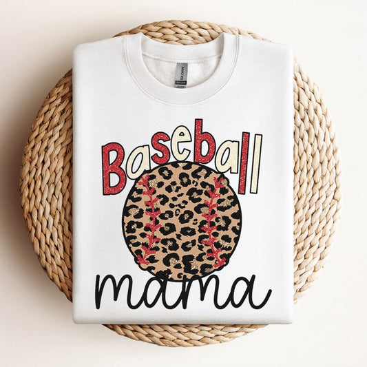 Leopard Baseball Mama Design Sweatshirt, Mother's Day Sweatshirt, Mama Sweatshirt, Mother Gift