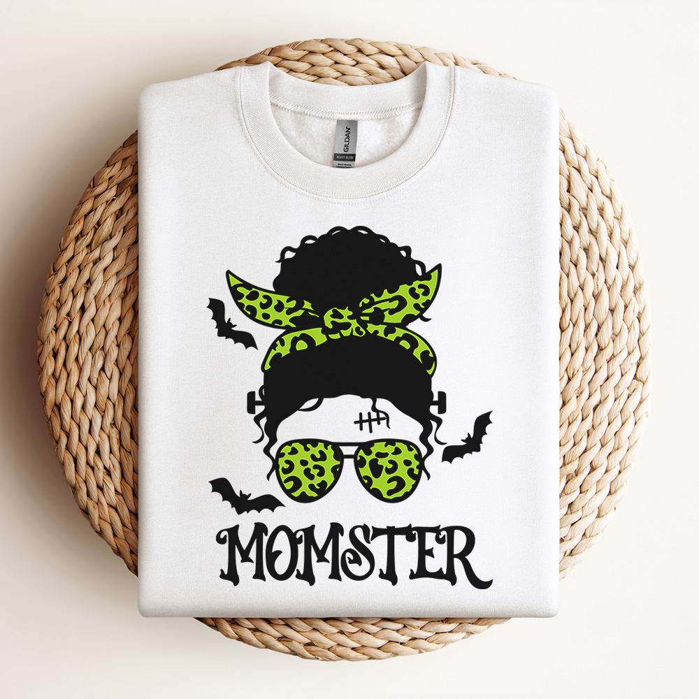 Messy Bun Momster Curly Hair Sweatshirt, Mother's Day Sweatshirt, Mama Sweatshirt, Gift For Mom