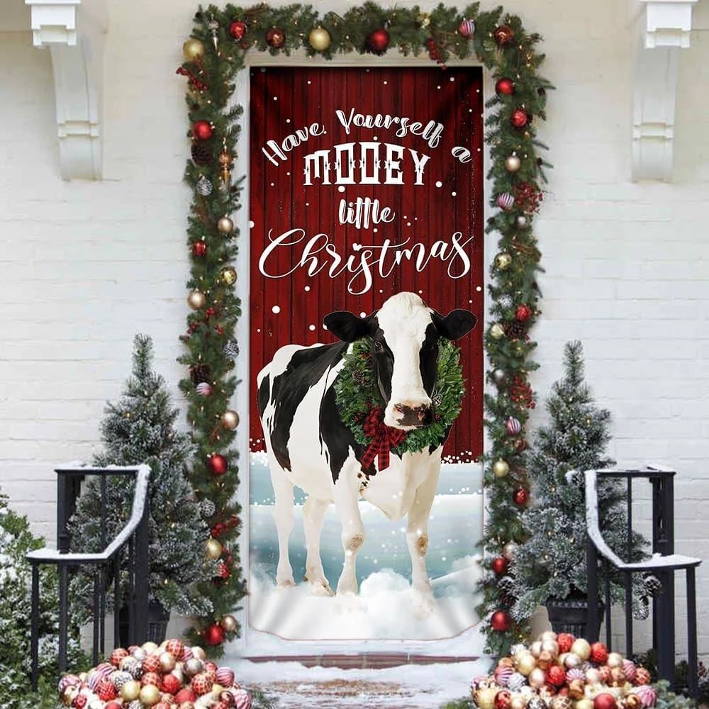 A Little Mooey Christmas Door Cover, Xmas Door Covers, Christmas Gift, Christmas Door Coverings
