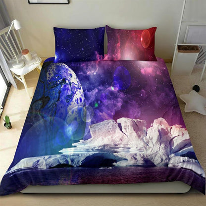 Alien Planet Glacier Multicolored Nebula Quilt Bedding Set, Boho Bedding Set, Soft Comfortable Quilt, Hippie Home Decor