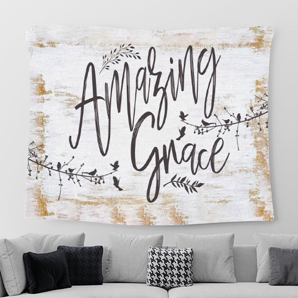 Amazing Grace How Sweet The Sound - Old Country Church - Christian Tapestry Wall Art - Christian Tapestries For Room Decor